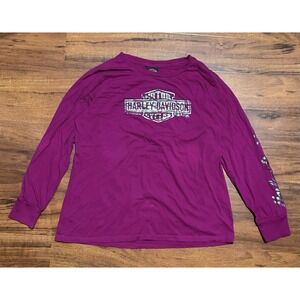 Harley Davidson Womens Long Sleeve T Shirt Aurora Colorado Purple Size XL
